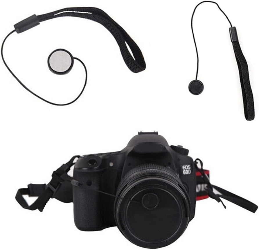 Camera Lens Cap Holder Leash for DSLR SLR – Adhesive String Tether, 8 Pack