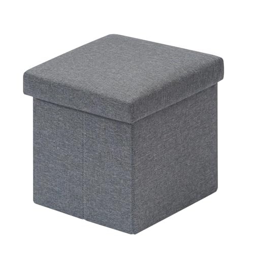 Storage Ottoman Cube Small Foot Seat,for Living Room, Bedroom, Home Linen Grey