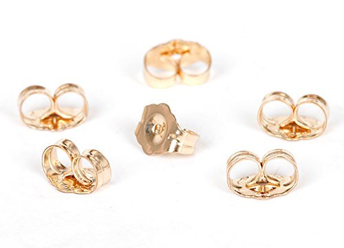 14K Gold Earring Backs - 4 Piece Replacement Earring Backs for Stud Ear Rings