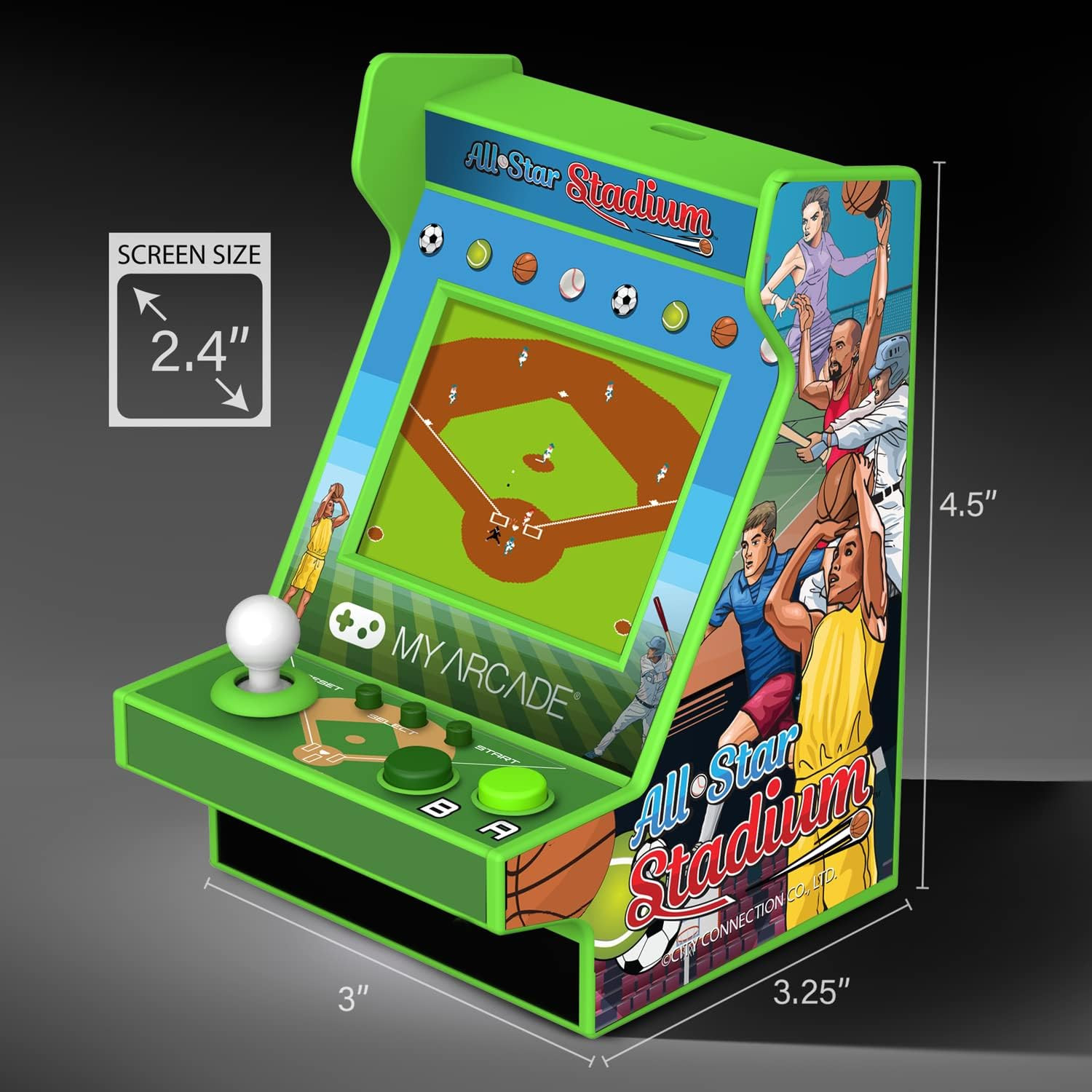 All Star Stadium Nano Player- Portable Mini Arcade Machine with 207 Retro Games,
