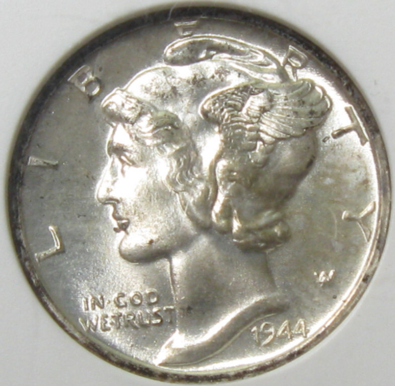 Uncirculated 1944-D Mercury Dime Full Split Bands - ANACS MS 65 FSB - #11263-1
