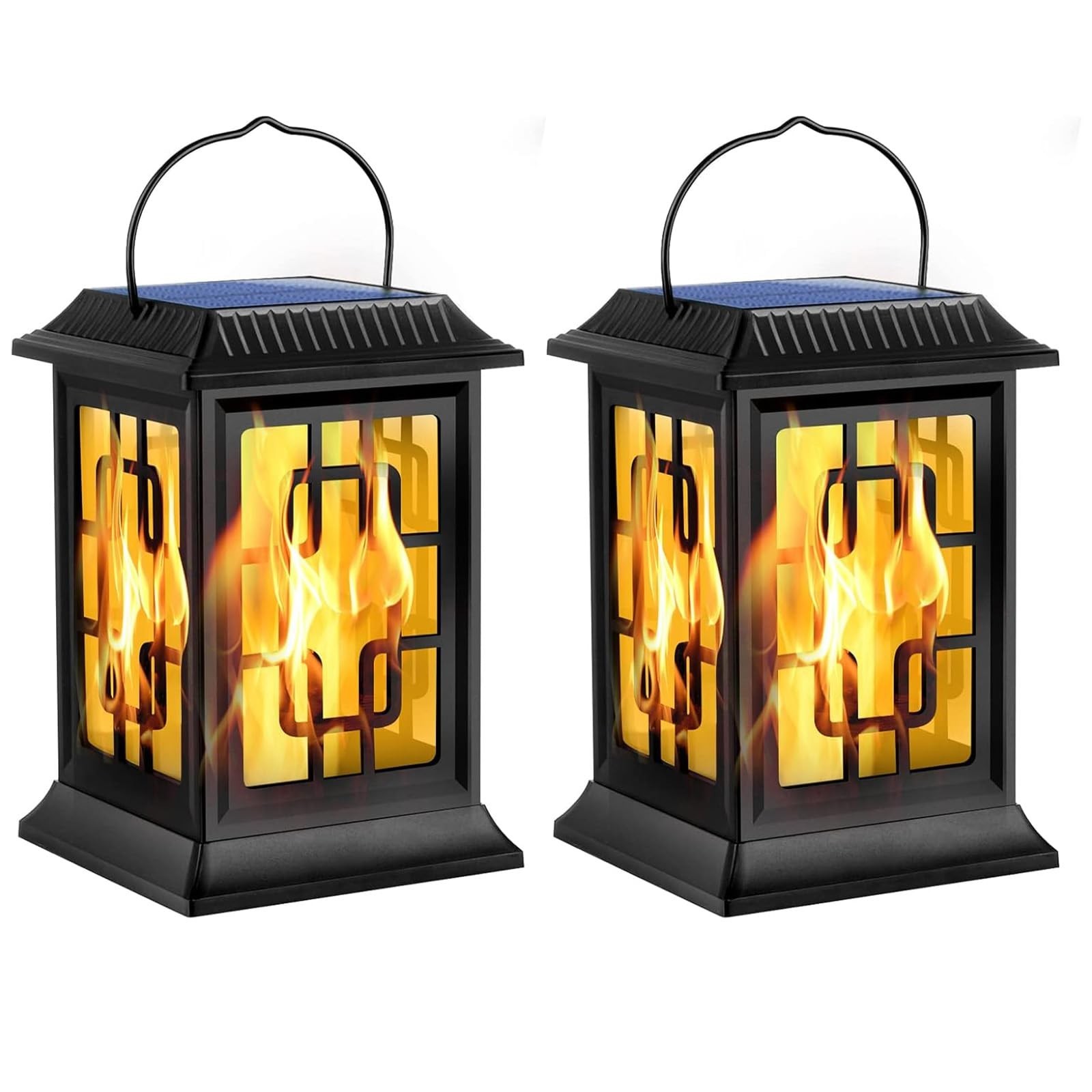 Flickering Solar Lantern Outdoor, Waterproof Hanging Flame Solar Powered Lant...