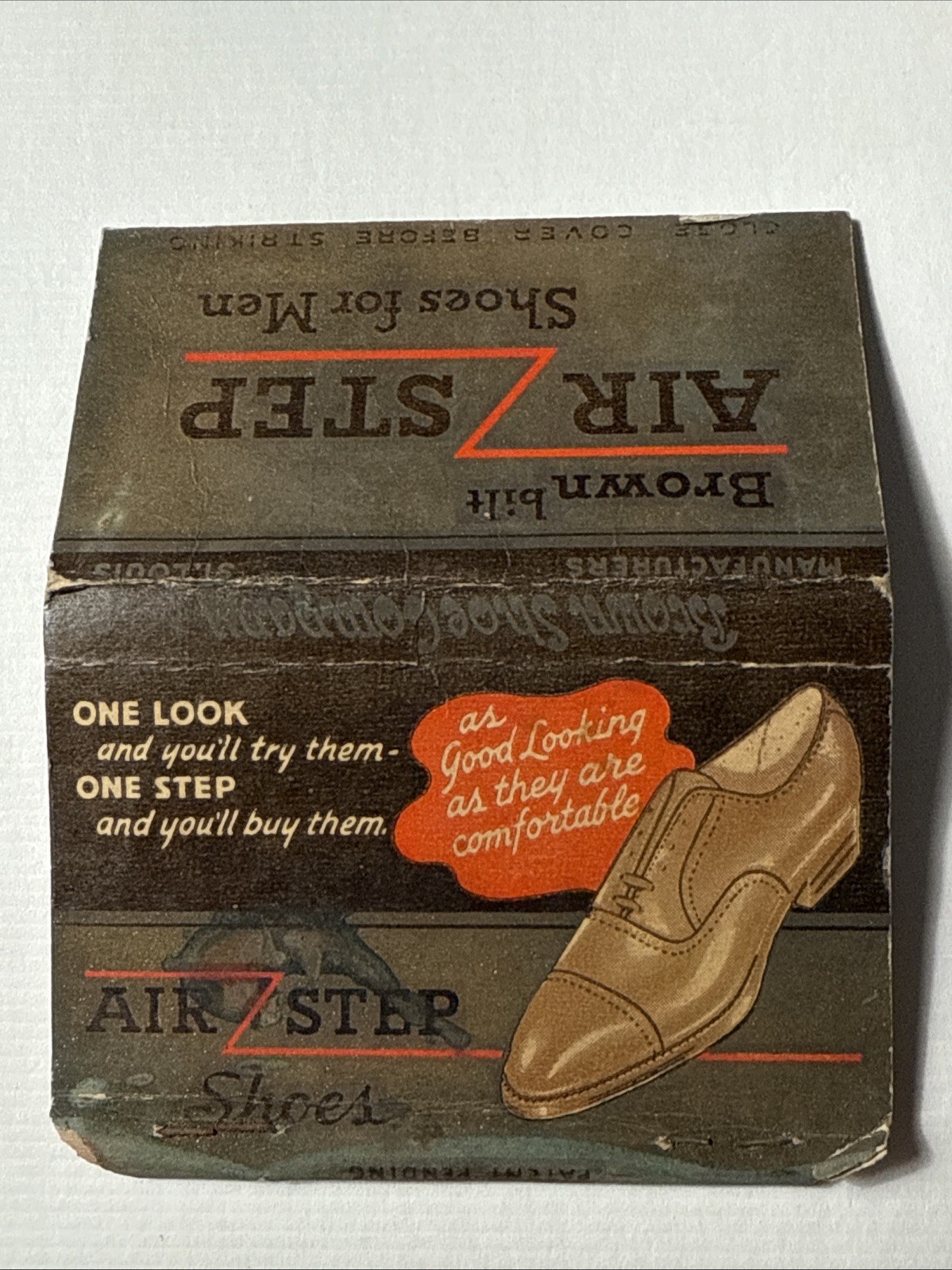 AIR STEP SHOES Advertising Mens St Louis Missouri Vtg 1940s Matchbook