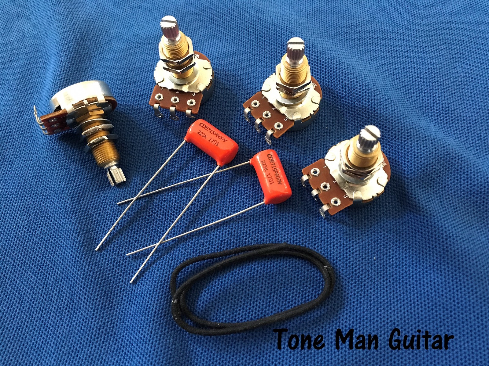Les Paul Guitar upgrade Wiring Kit 500K Long Pots Orange Drop .022uf Caps