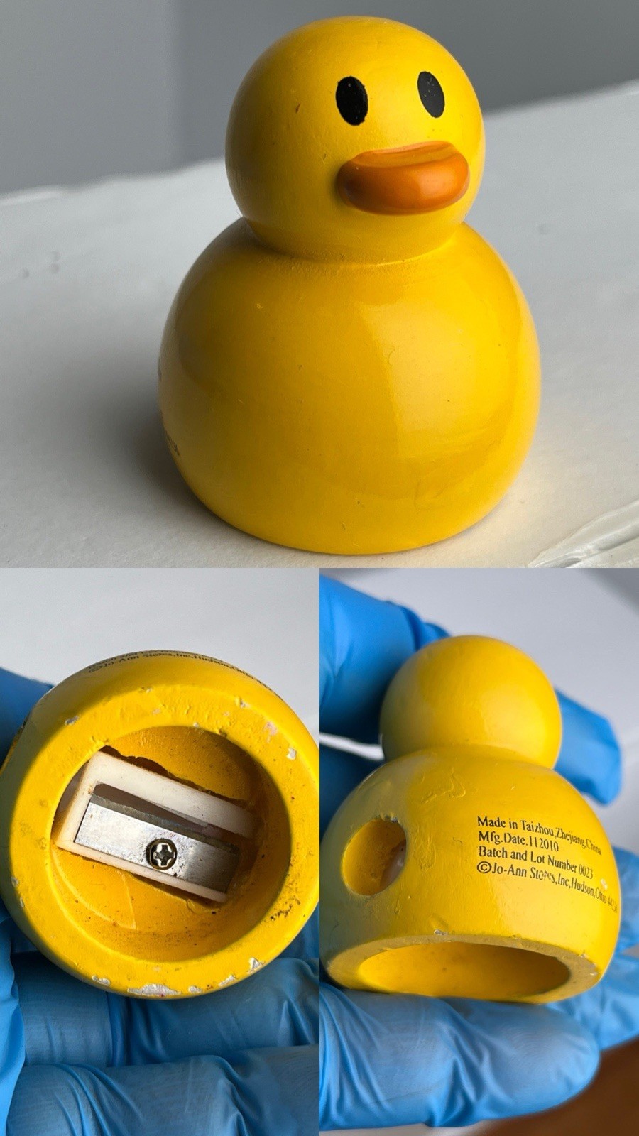 VINTAGE Yellow Cartoon Duck Pencil Sharpener 2010 0023 Jo-Ann Stores Inc