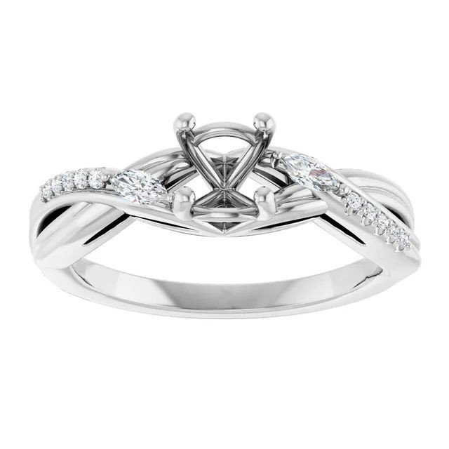 Women Engagement Semi Mount Ring Setting Round 8mm 925 Silver Natural Zircon