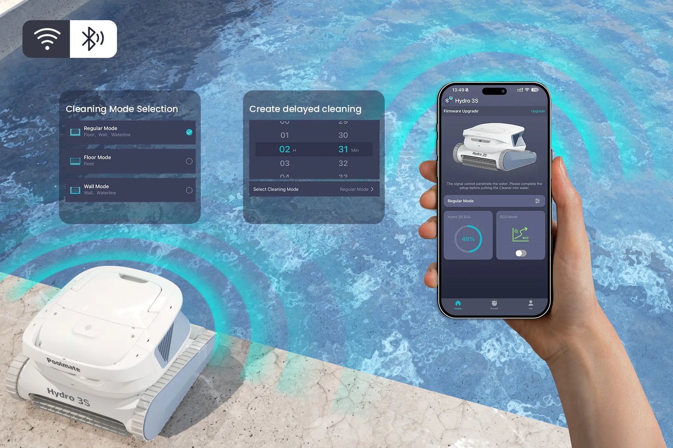 Hydro 3S Robotic Pool Cleaner | Cordless Automatic Vacuum | Smart App