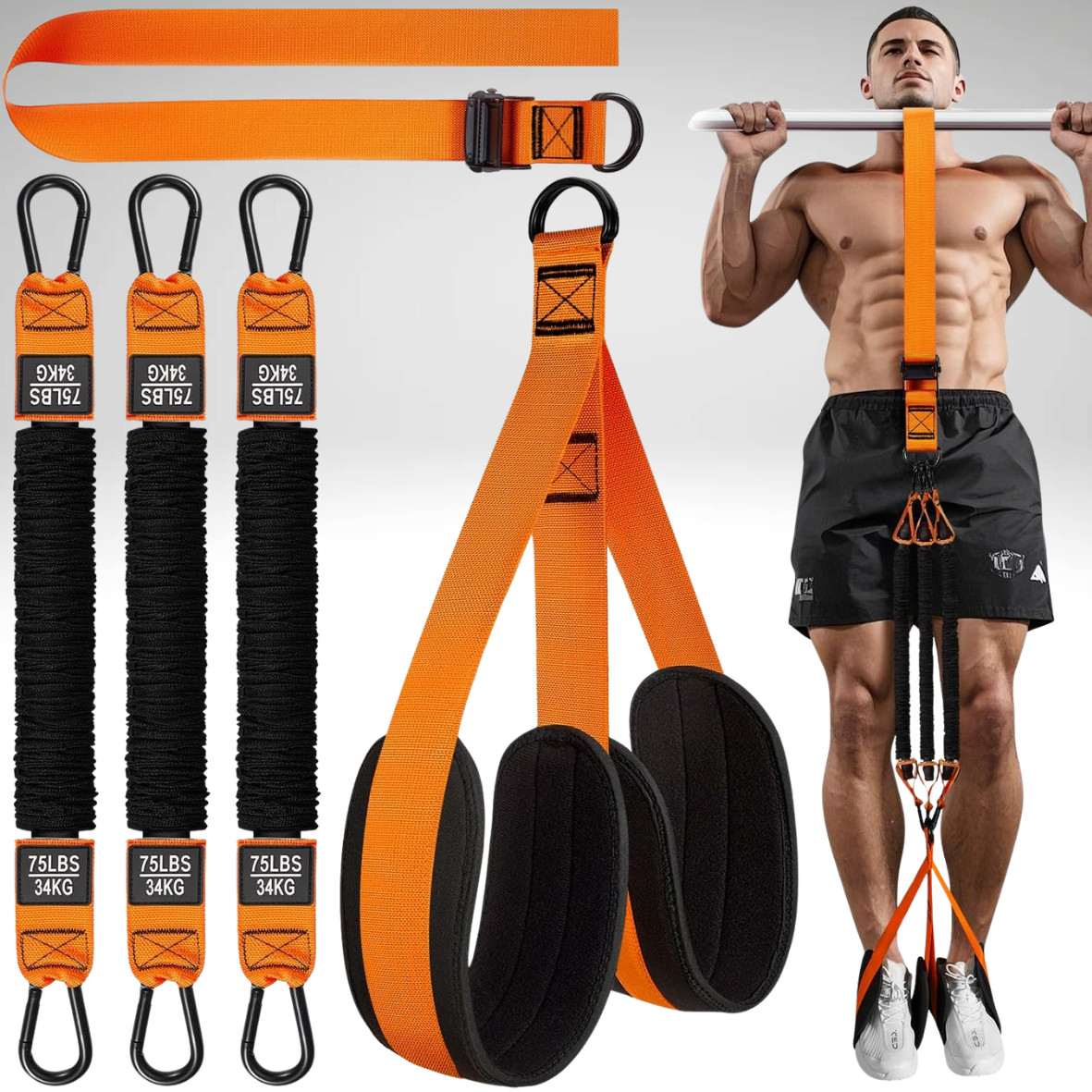 Adjustable Heavy Duty Resistance Bands 225Lbs - 3 Bands for Pull up Assistance