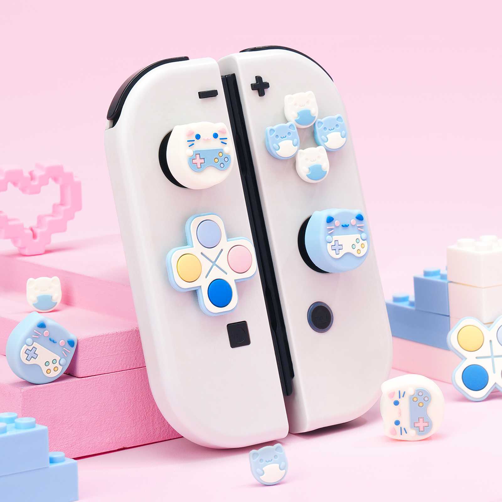 GeekShare D-Pad Button Caps & Thumb Grips for Nintendo Switch/ OLED Game Cat