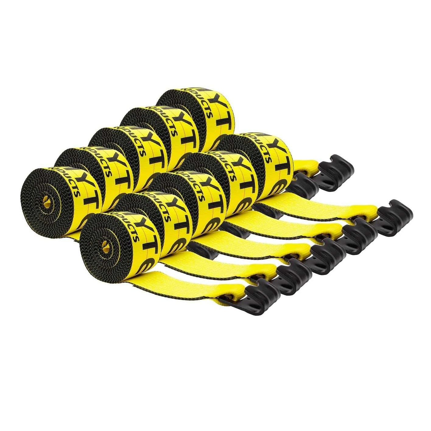 Mytee 10 Pack Winch Straps 4" x 27' Yellow Heavy Duty with Flat Hooks 5400lb 37D
