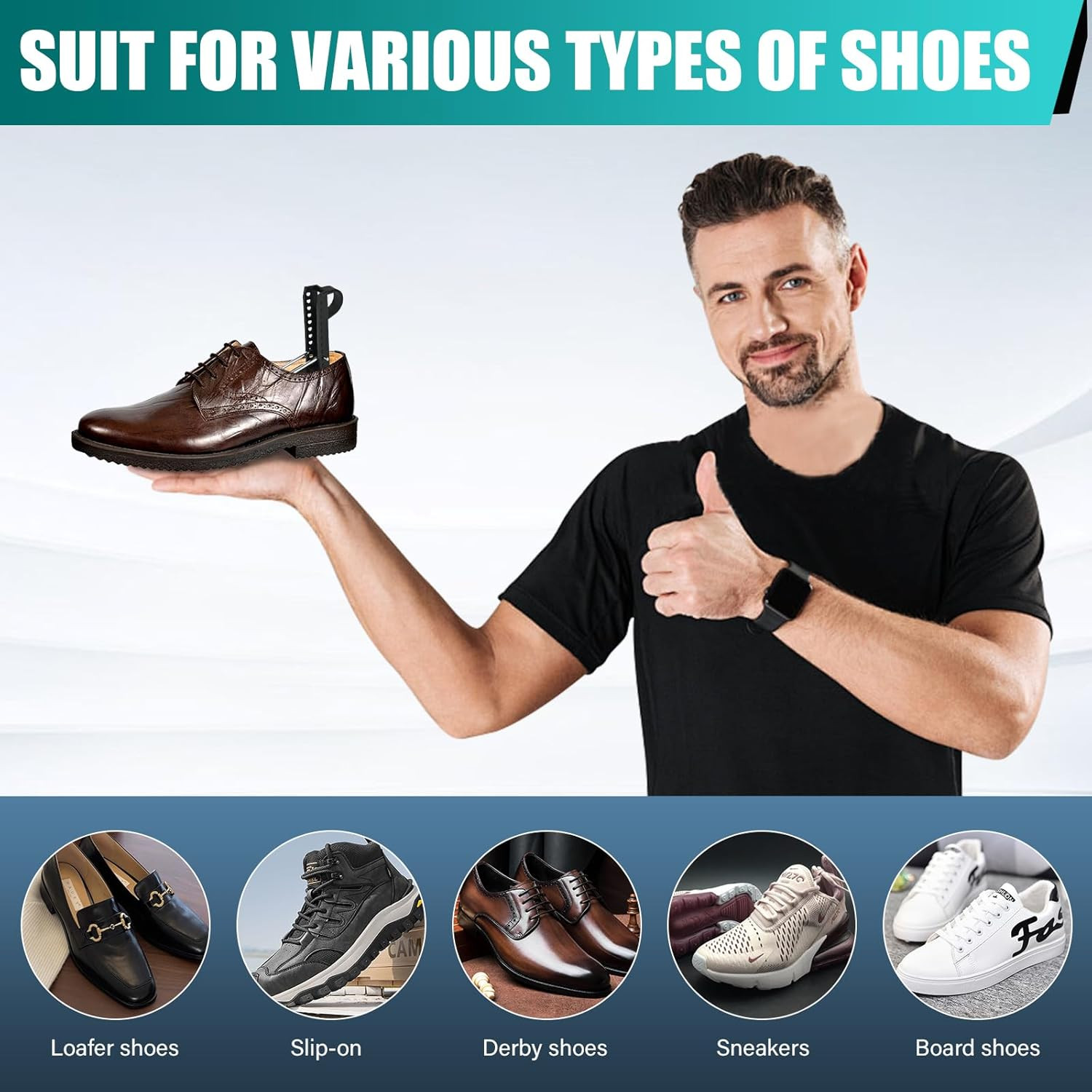 5 Pairs Practical Adjustable Length Men Shoe Tree Shoe Stretcher Boot Holder ...