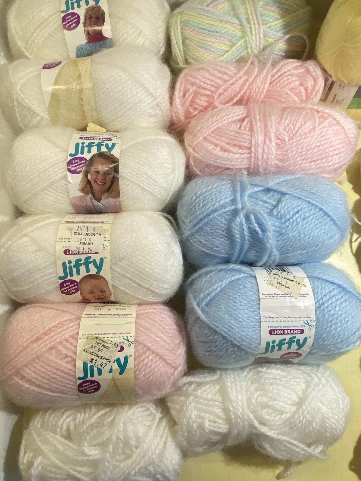 12 Lb Estate Lot Vintage To Modern Baby Acrylic Yarn Skeins & Pattern Booklets