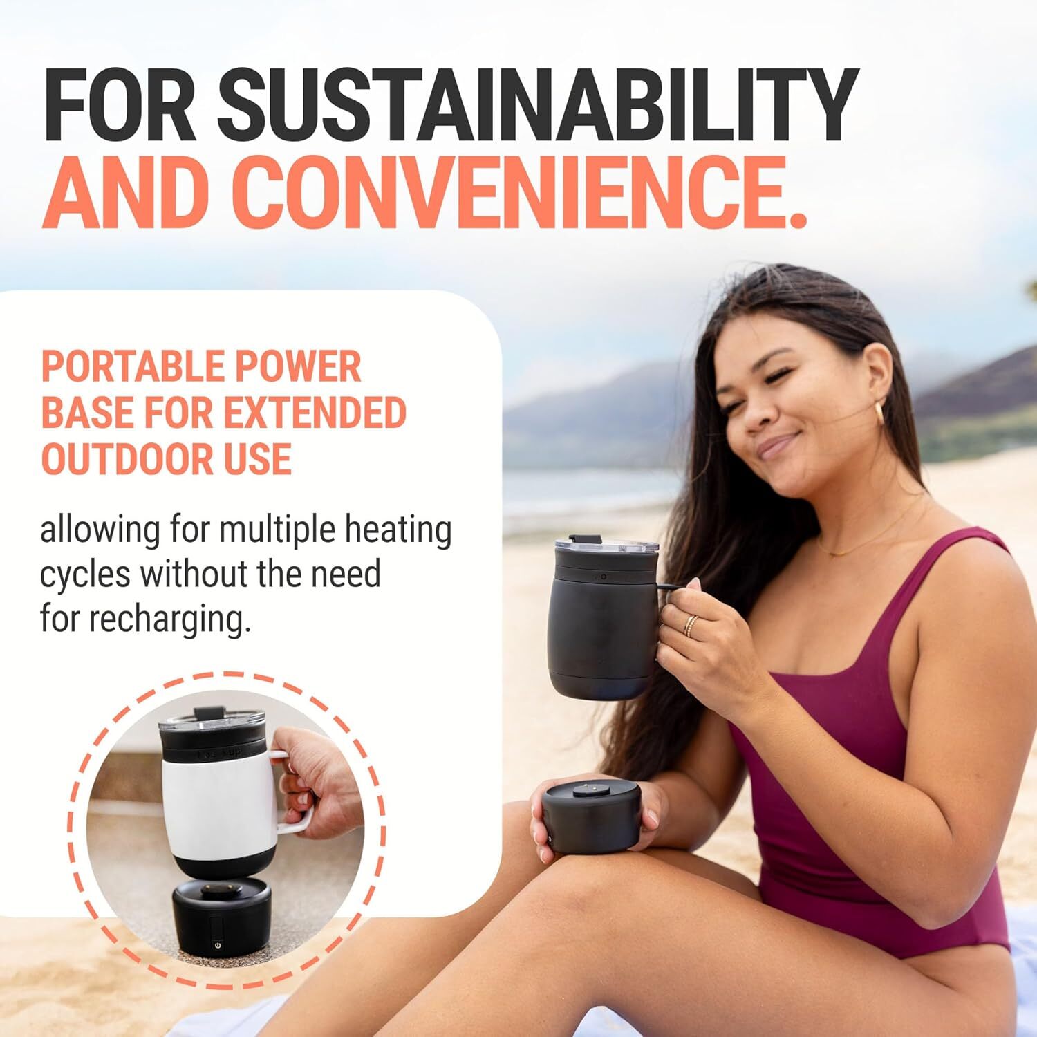 Heated Coffee Mug 14oz Temperature Controlled Smart Cup Black
