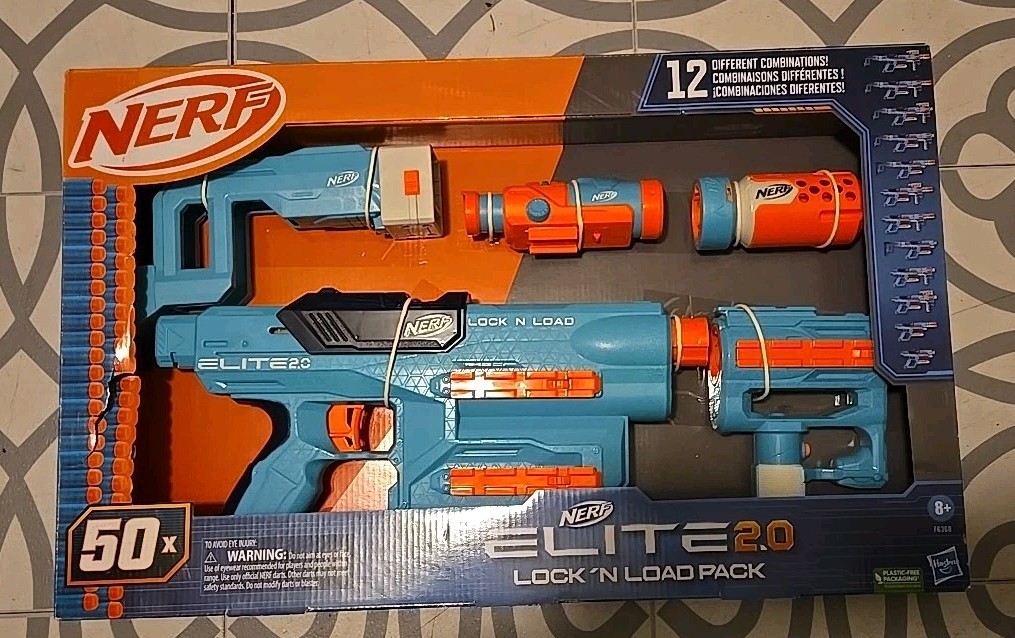 Nerf Lock’n Load Pack Elite 2.0 12 Gun Combos 50 Darts New