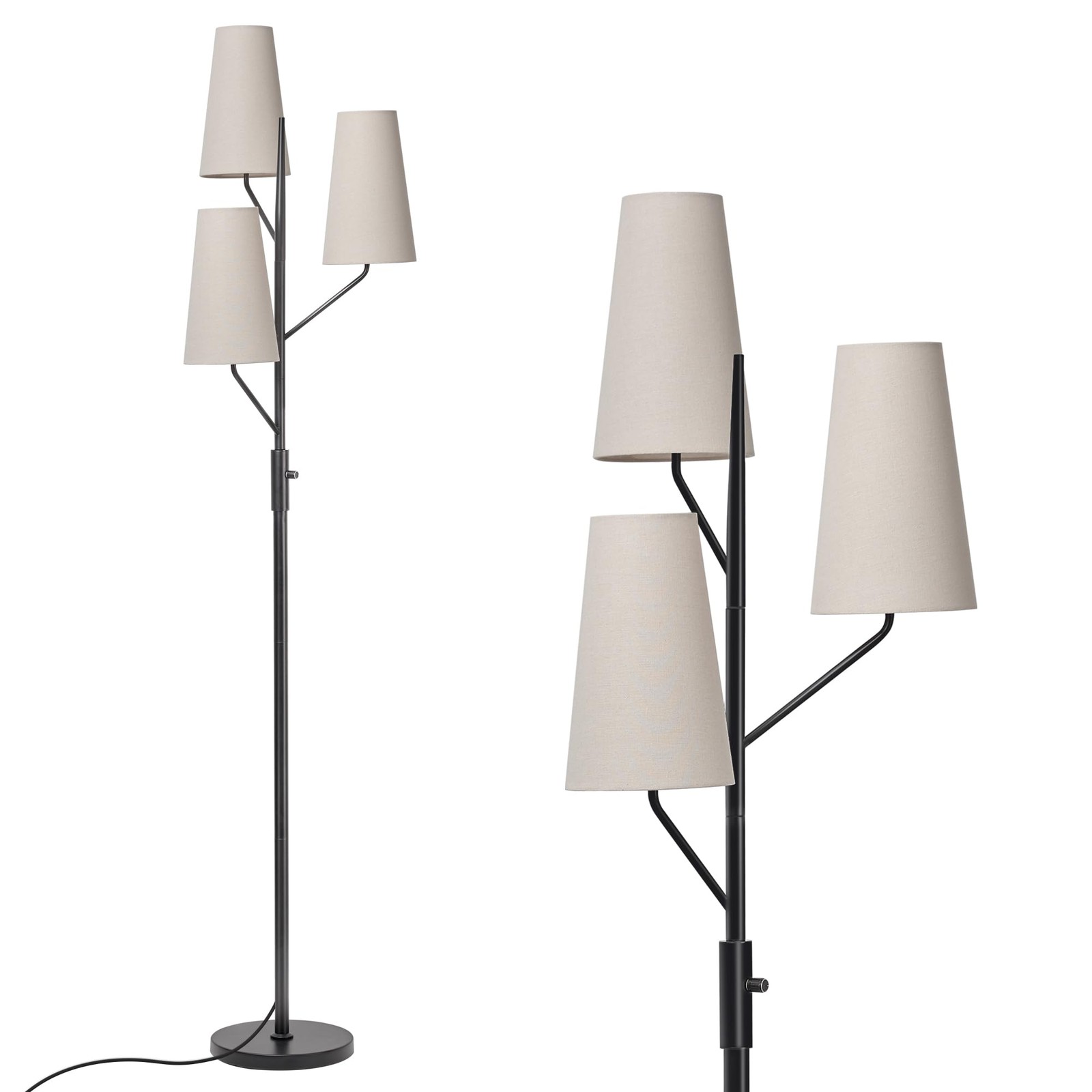 SRJJA Farmhouse Floor Lamp for Living Room, 70" Tall 3-Light 70 inches, Black