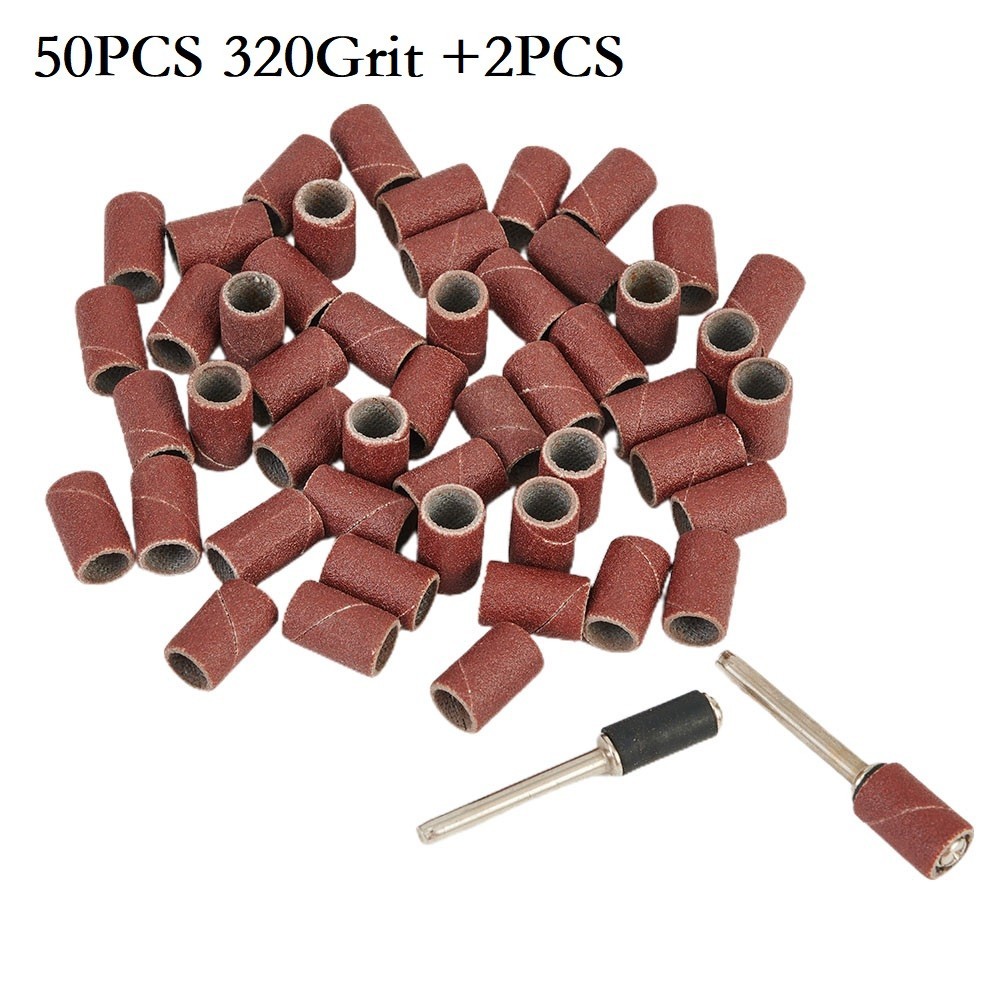 50pcs 320 Grit for Nail Art Drill Replacement Bits Pedicure Sanding + 2pcs