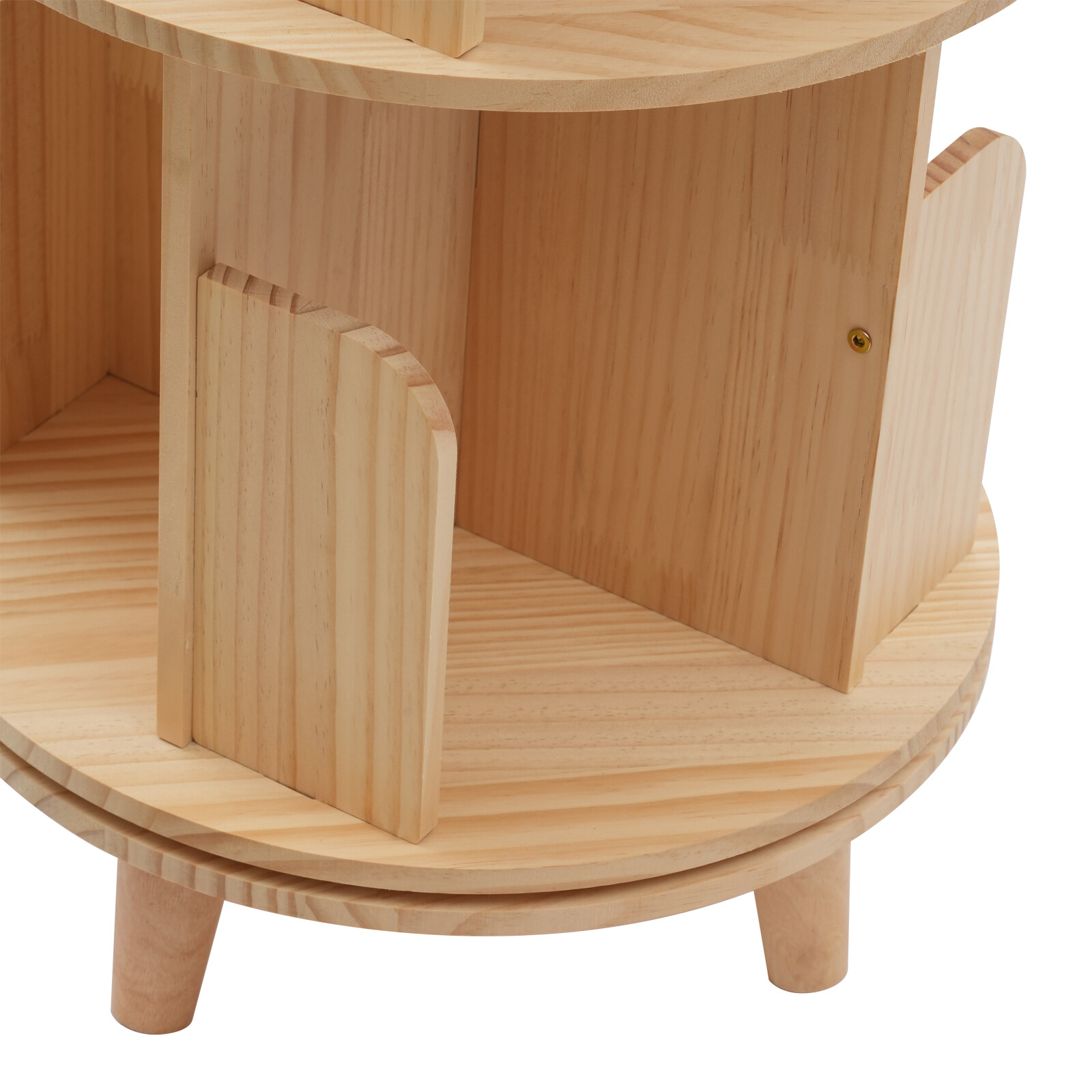 1-tier Floor Standing Solid Wood Single-layer Rotating Bookshelf 31cm H Bookcase