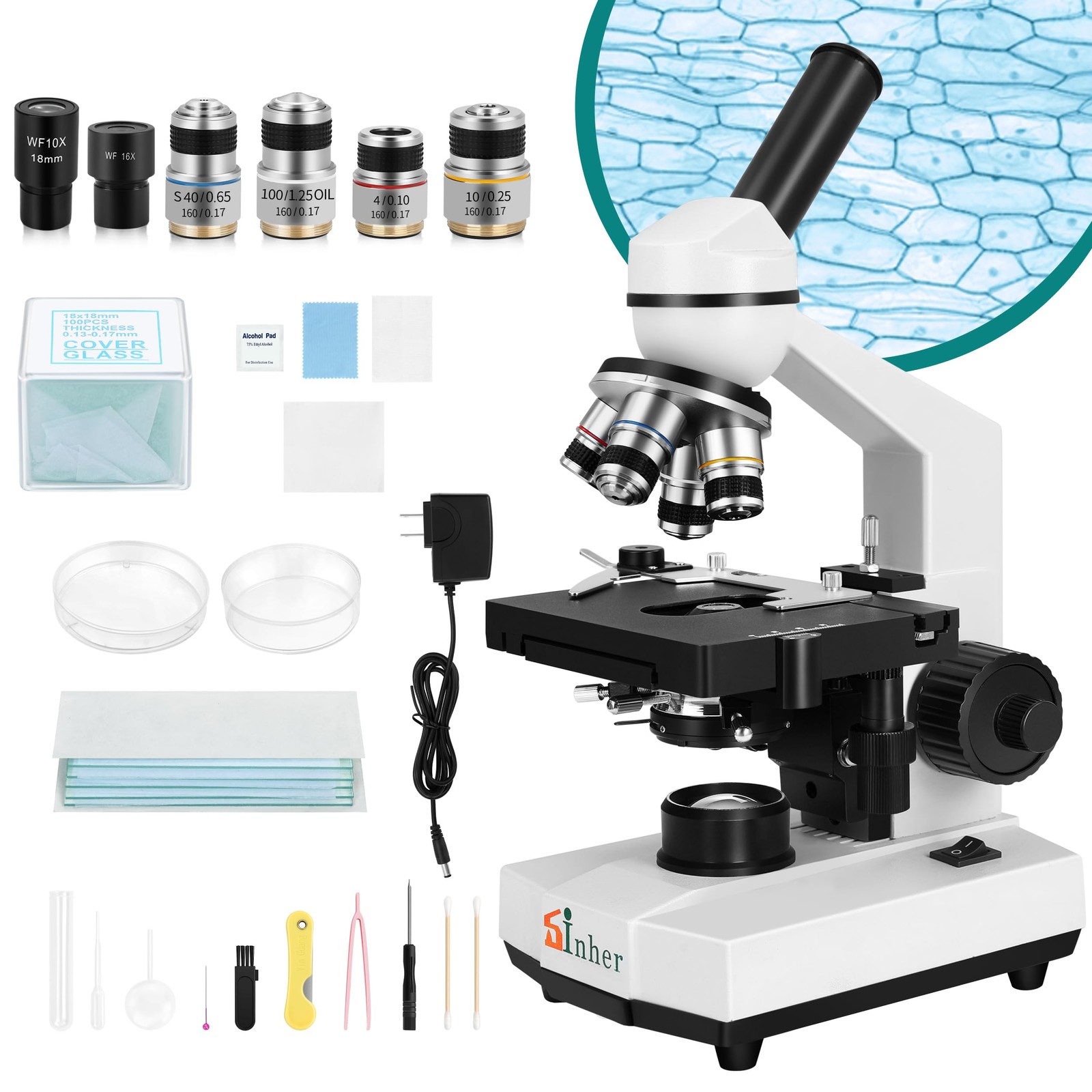 XSP-104 Profesional Science Compound Monocular Microscopes 40X-1600X for Adul...