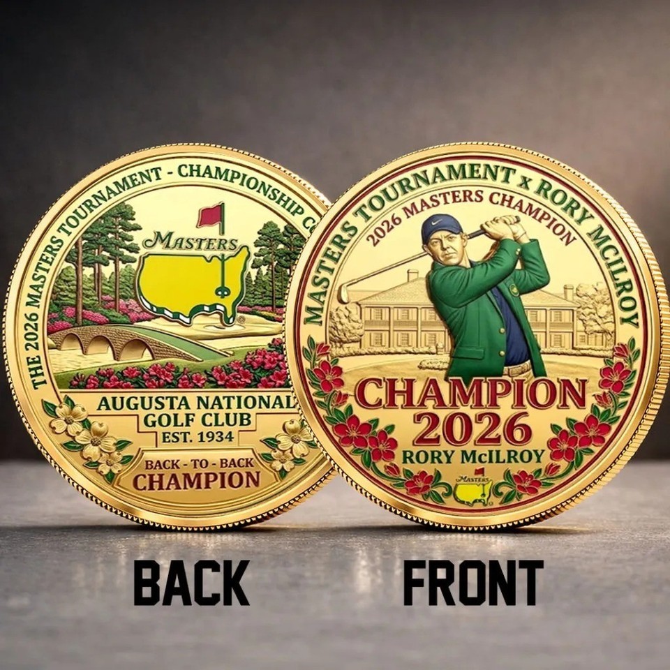 Rory McIlroy 2026 Masters Champion Gold Coin Back-To-Back Augusta National Medal