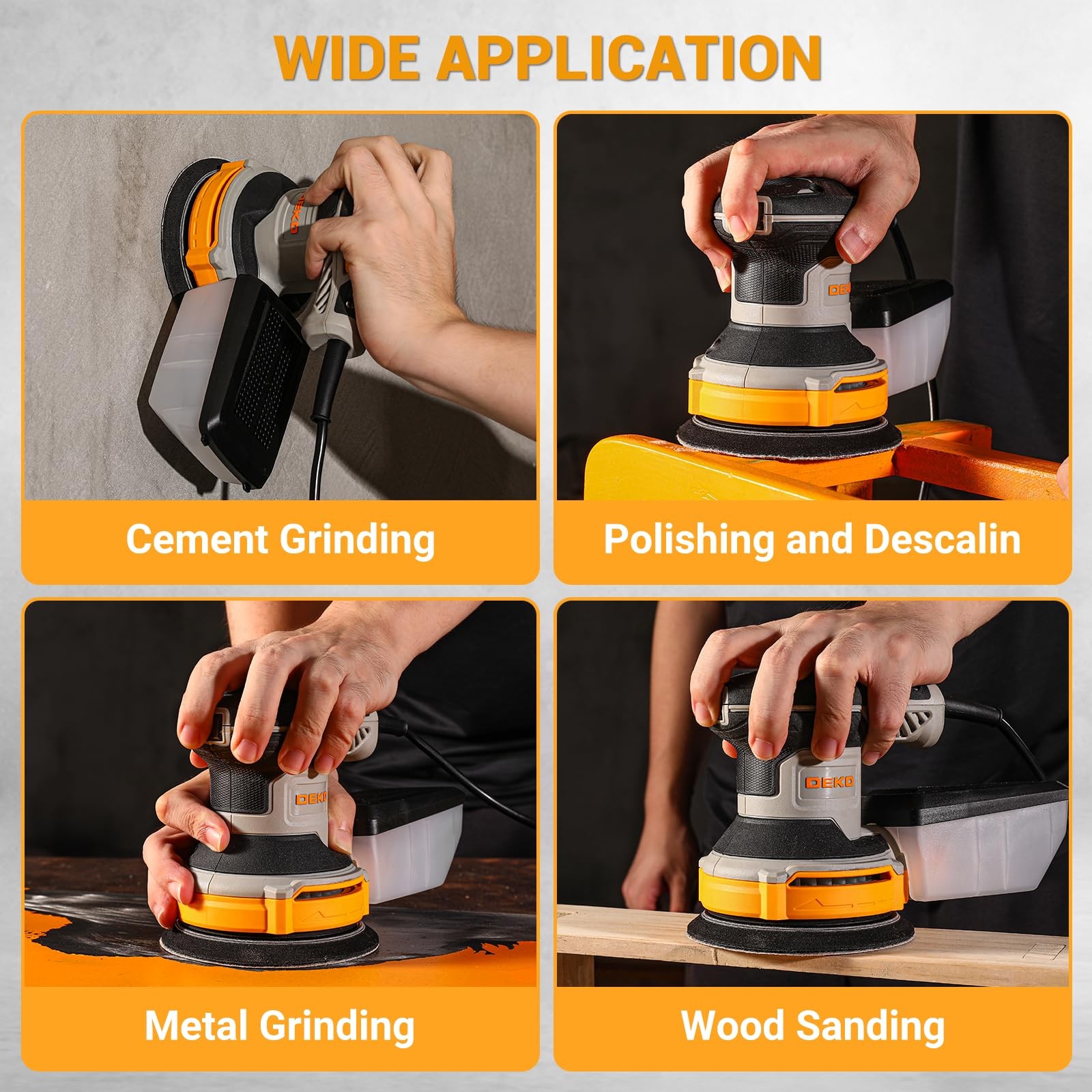 Orbital Sander Corded Hand Sander: 5" Random Orbital Sander with Dust Box, 6 ...
