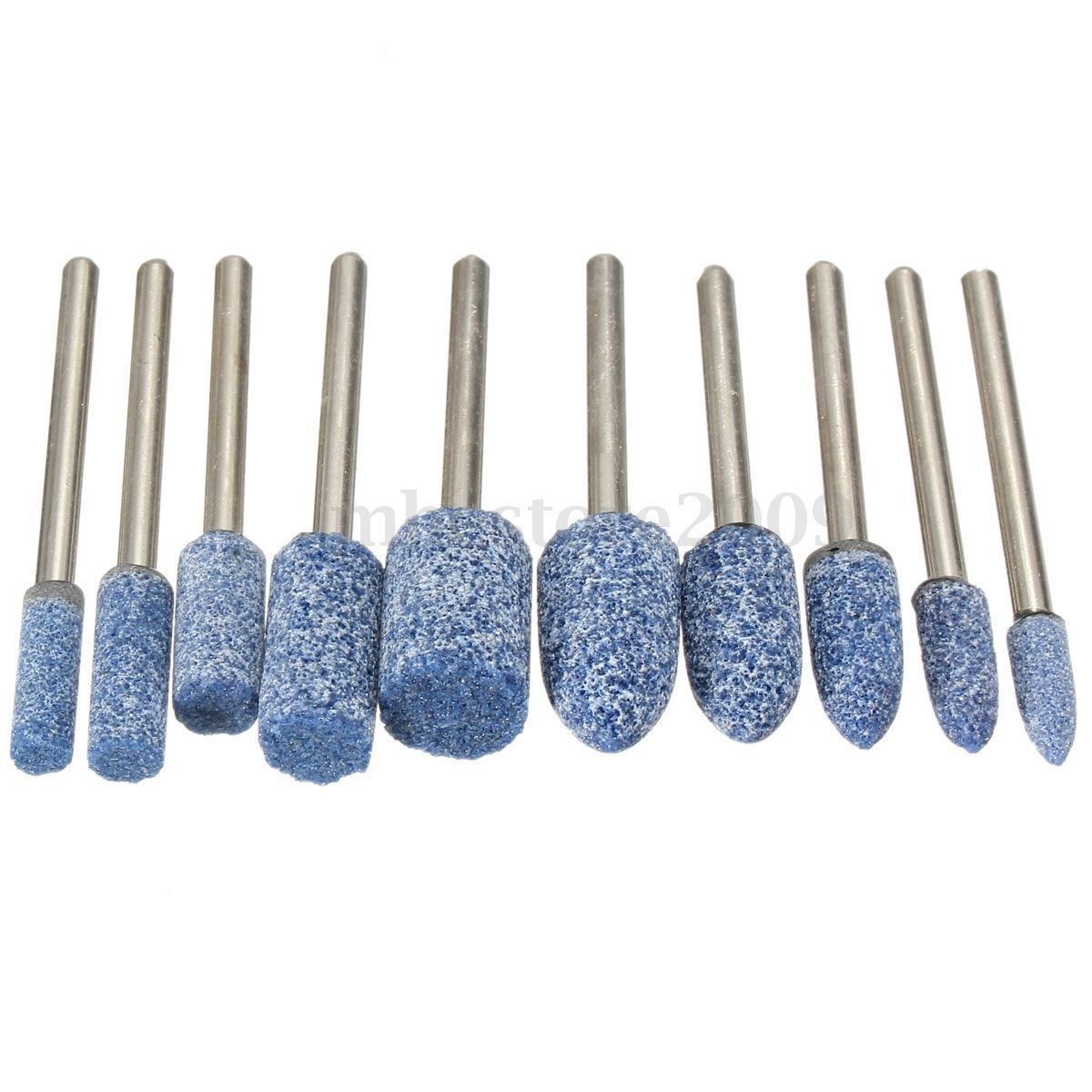 10x Rotary Abrasive Mounted Stone Grinding Wheel Bit 1/8'' Shank For Dremel