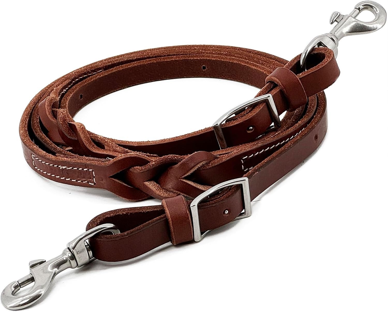 Western Leather Roper Reins ,Mecates Reins, Round Trail Rein, Stainless 5/8" x8'