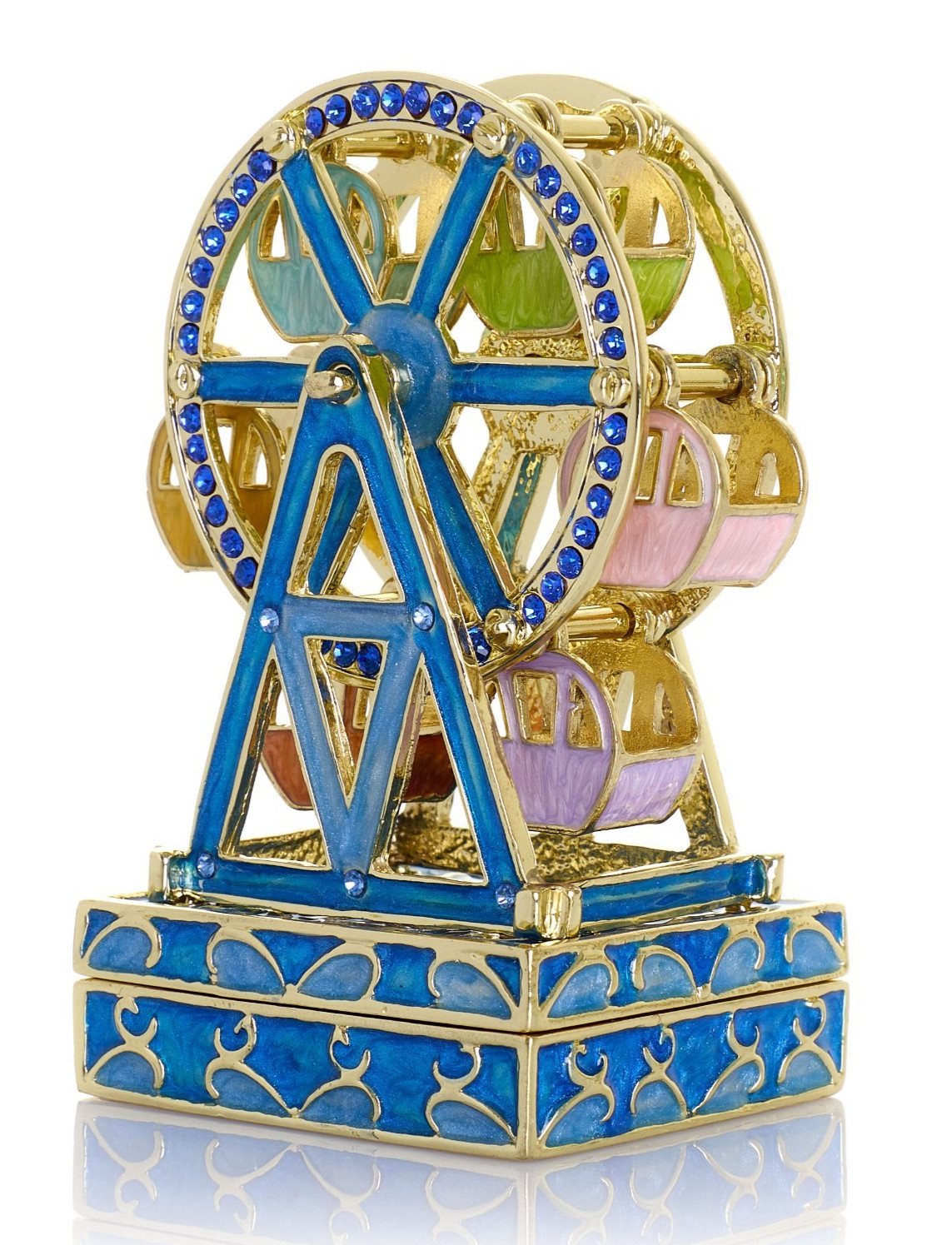 Keren Kopal Ferris Wheel  Hand made Trinket box Decorated & Austrian Crystals