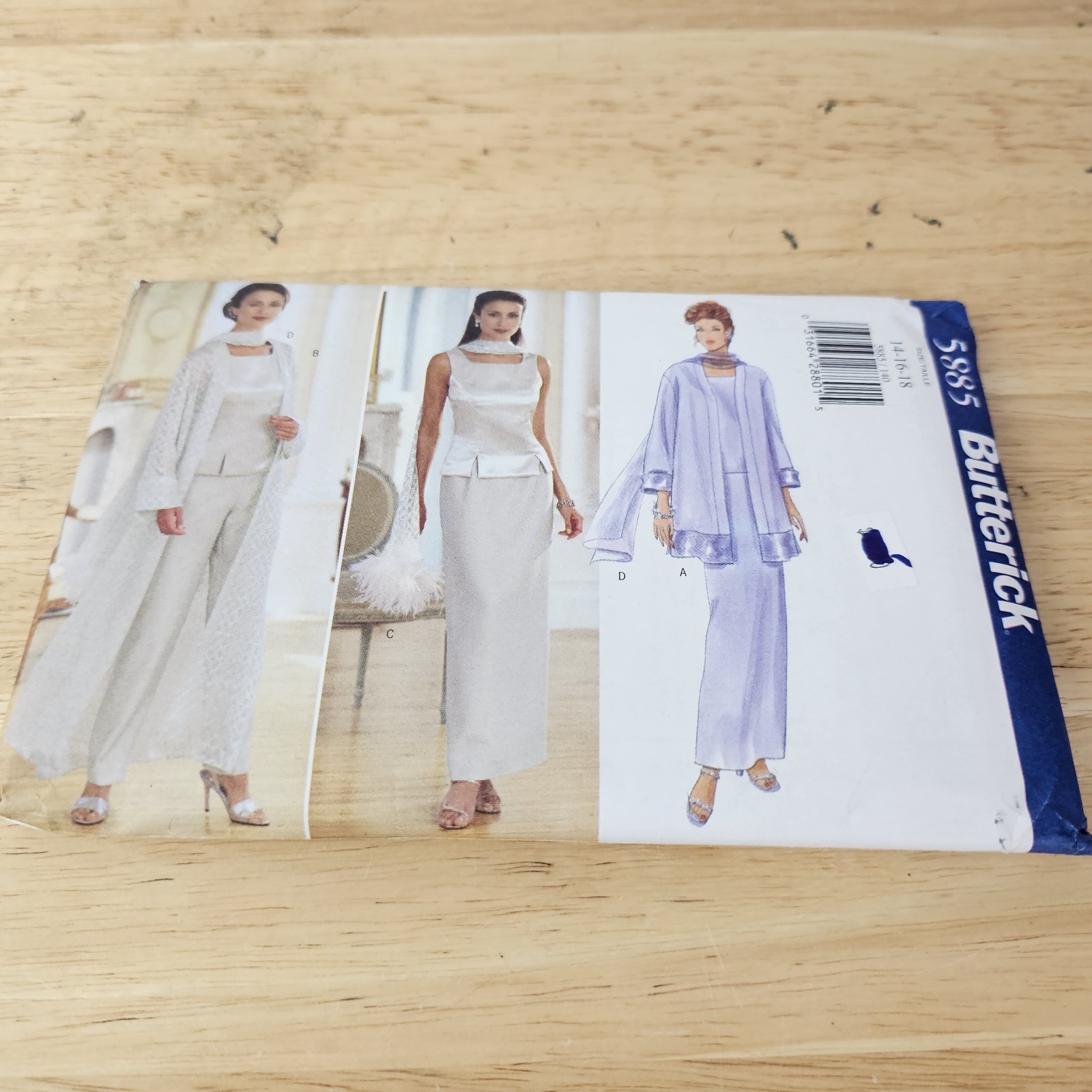 Butterick 5885  Misses Duster Top Skirt, Pants 14 16 18 Sewing Pattern Vintage