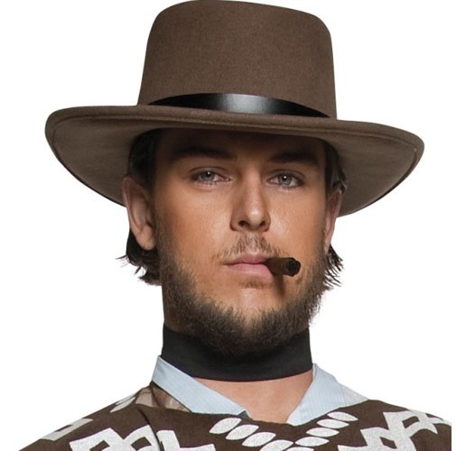 Mens Deluxe Wandering Gunman Clint Cowboy Hat Fancy Dress by Smiffys
