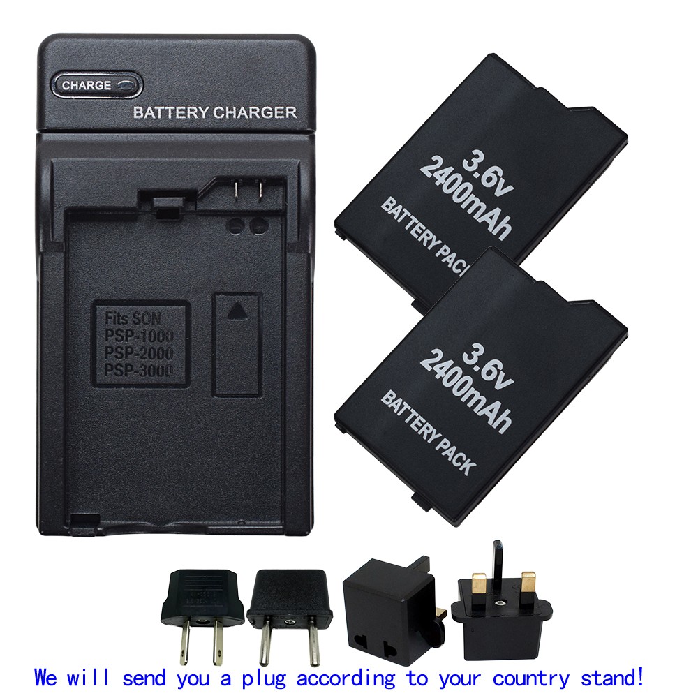 2x Battery &AC Charger for PSP 2000/2001/2003/2004 Slim PSP 3000 Lite & 3003