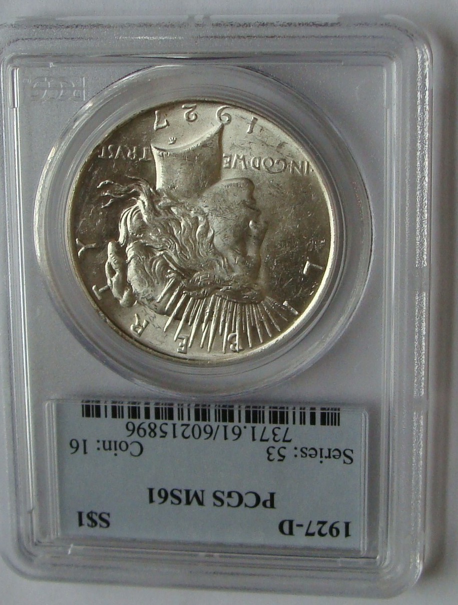 PCGS 1927 D MS 61 PEACE DOLLAR