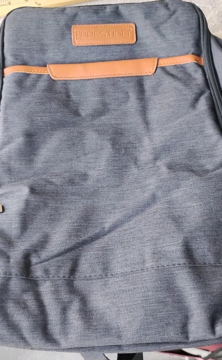 Prestige Backpack Blue Brown Trim  Travel School Work Laptop Many Possibility
