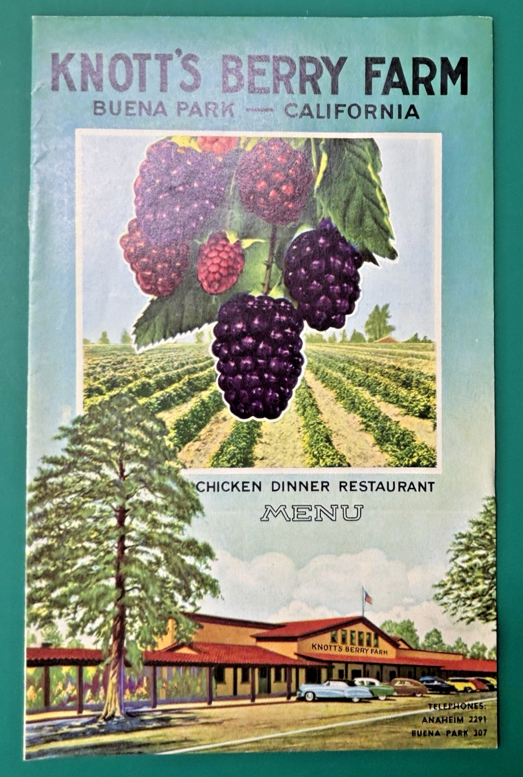 VINTAGE SOUVENIR BOOKLET: 1951 Knott's Berry Farm - California - Menu