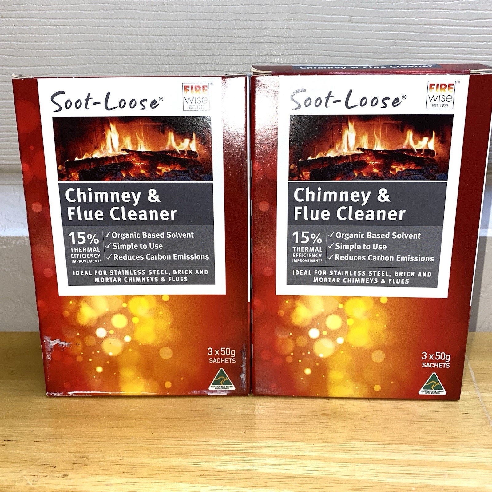 Lot of 2 ~ SOOT-LOOSE Chimney & Flue Cleaner by Fire Wise ~ 3 x 50g Sachets