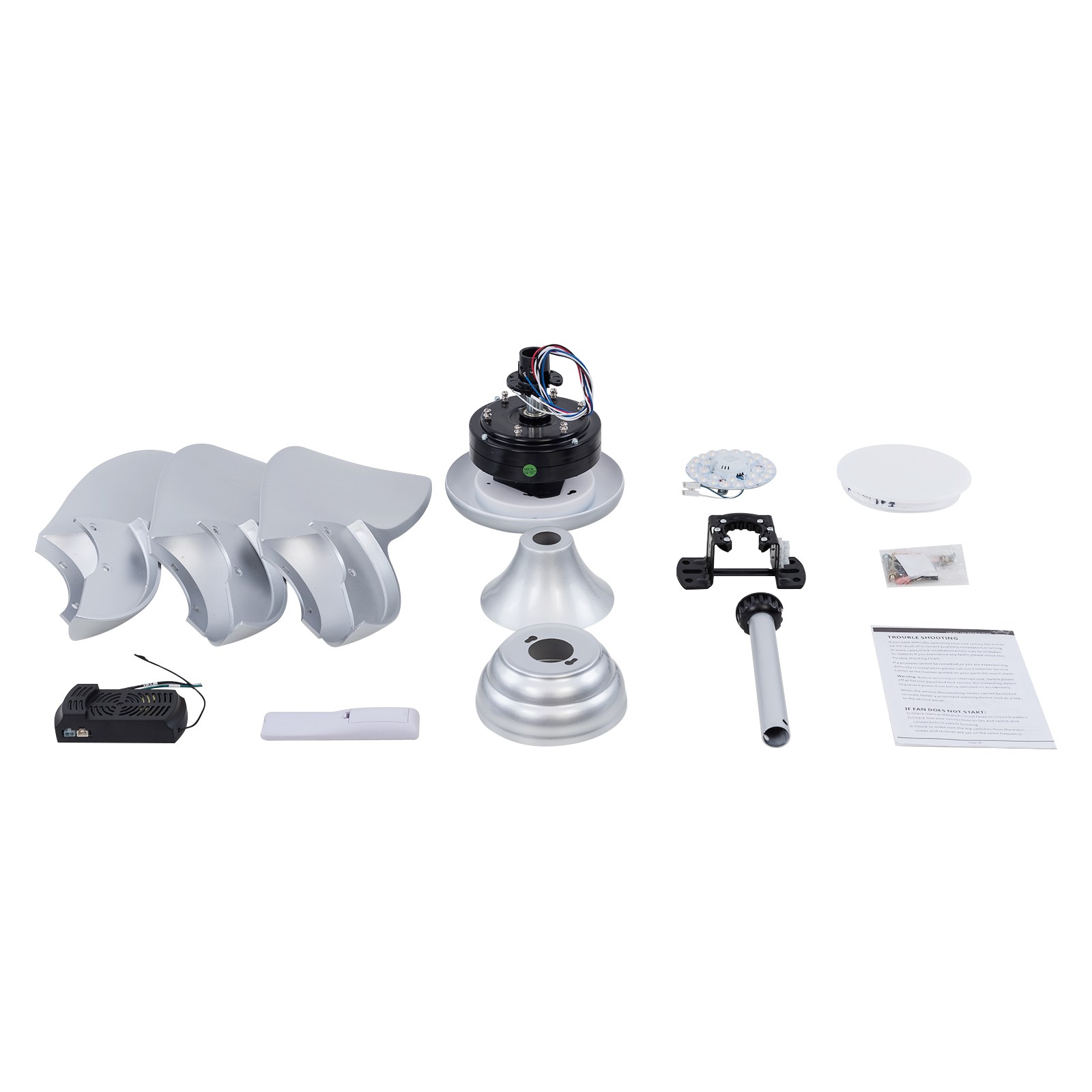 30 Inch Silver Ceiling Fan with Light & Remote Control , 3 Blades Design New