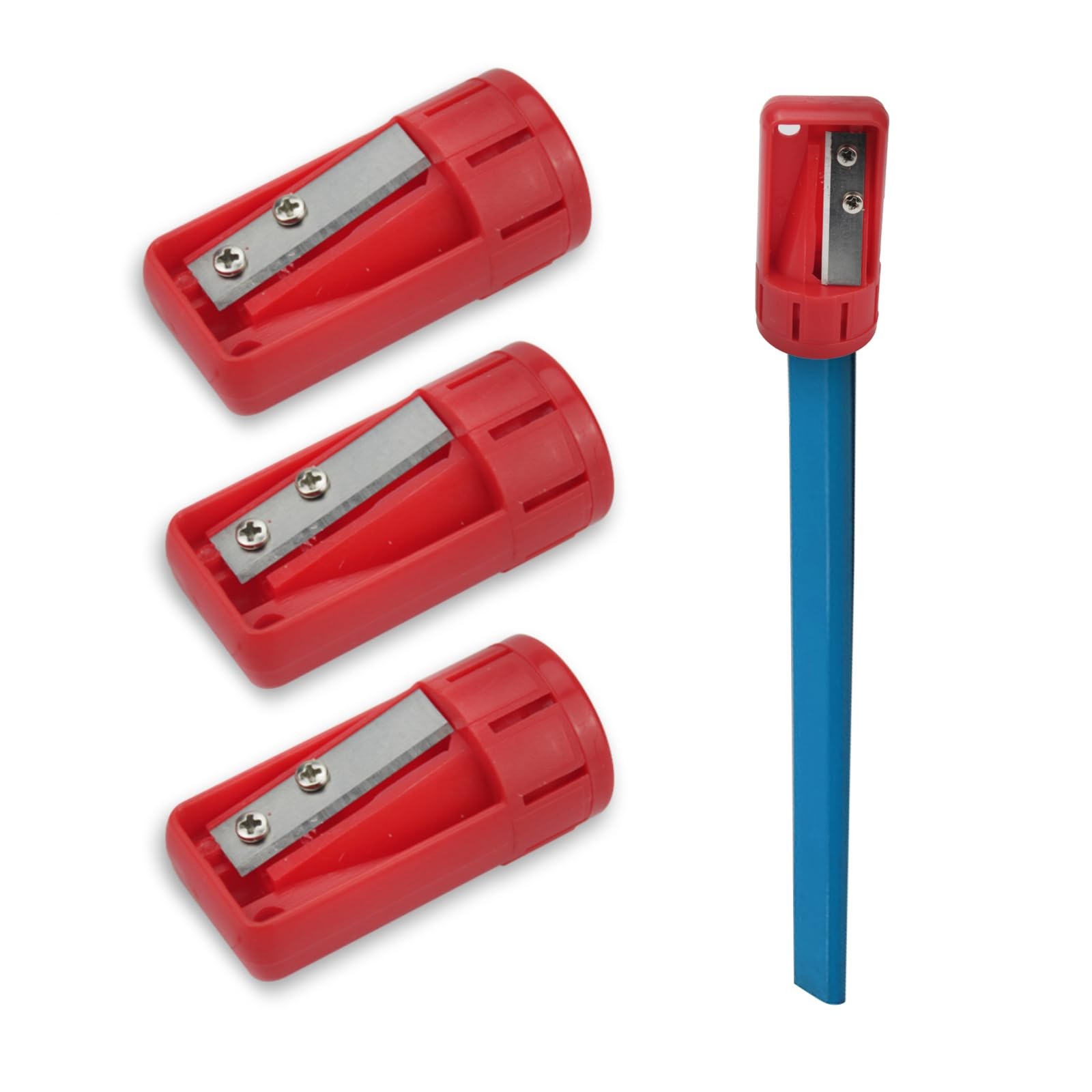 BRBASAP 3Ps Contractor Pencil Sharpener Carpenter Manual Portable Red