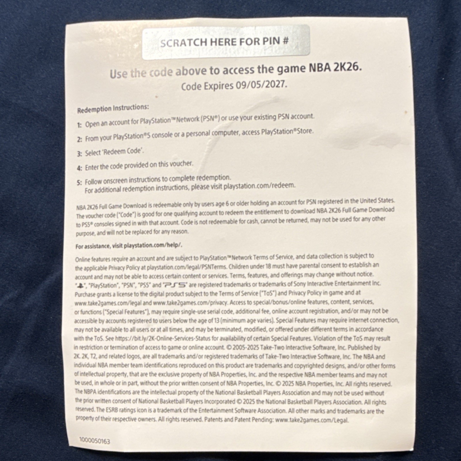 NBA 2K26 Digital code Download for PS5