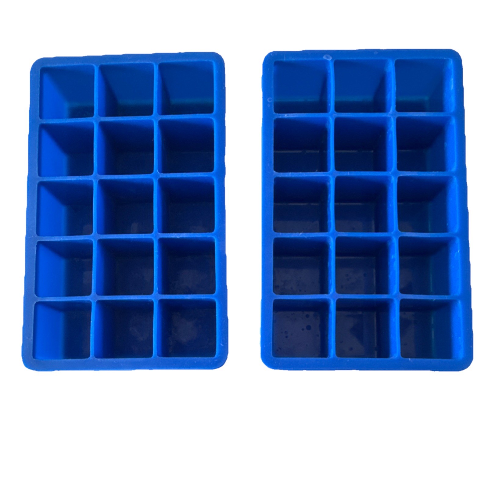 Tevolo Blue Silicone Ice Cube Tray 2 Pack Square Stackable Dishwasher Safe