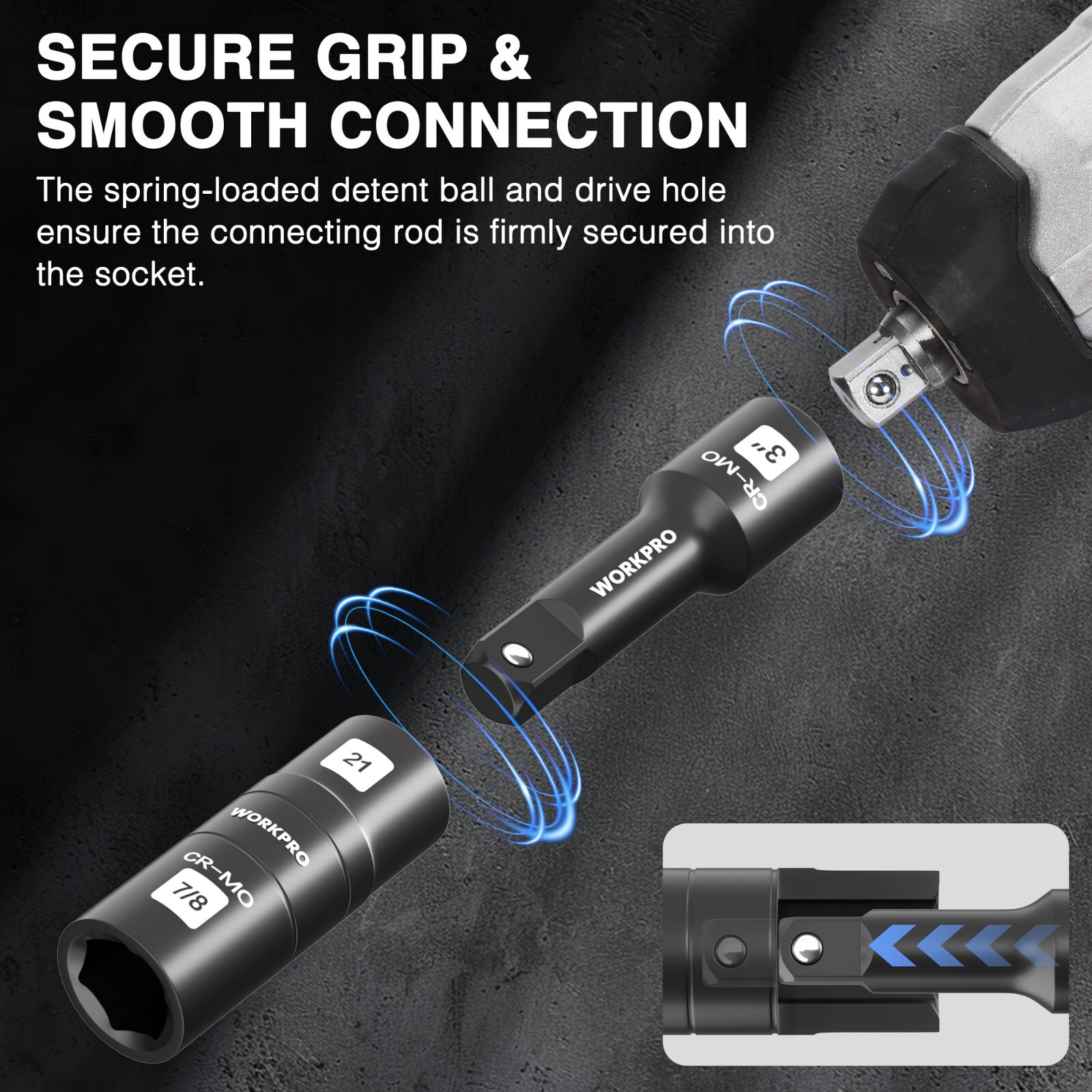 4PCS Impact Socket Set 1/2" Drive, Lug Nut Socket Set Cr-Mo Steel Polished