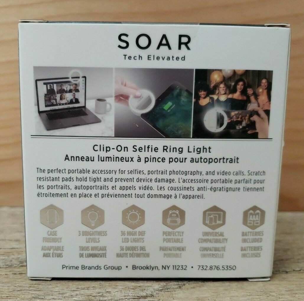 Soar Tech Elevated Clip On Selfie Ring Light --NIB