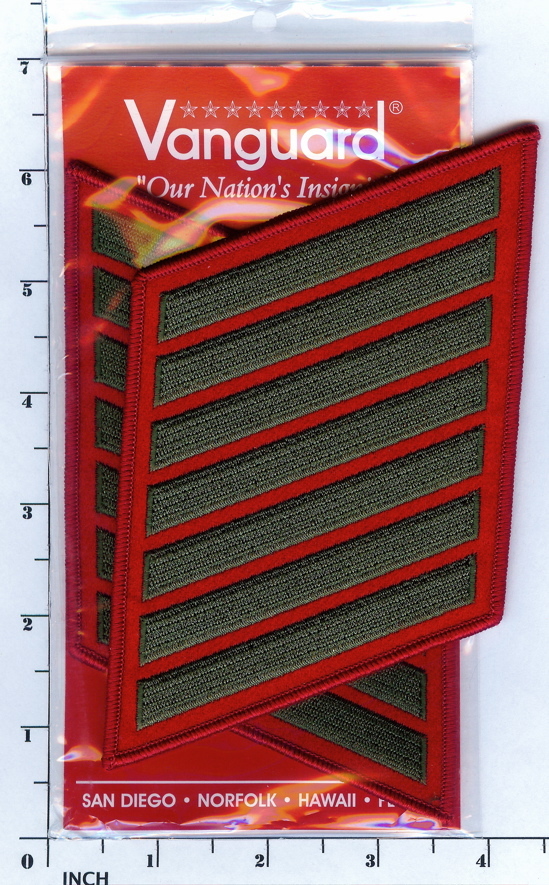 USMC FEMALE 7 Bars HASH MARKS green/rd Service Stripes PATCH pr Marines Chevrons