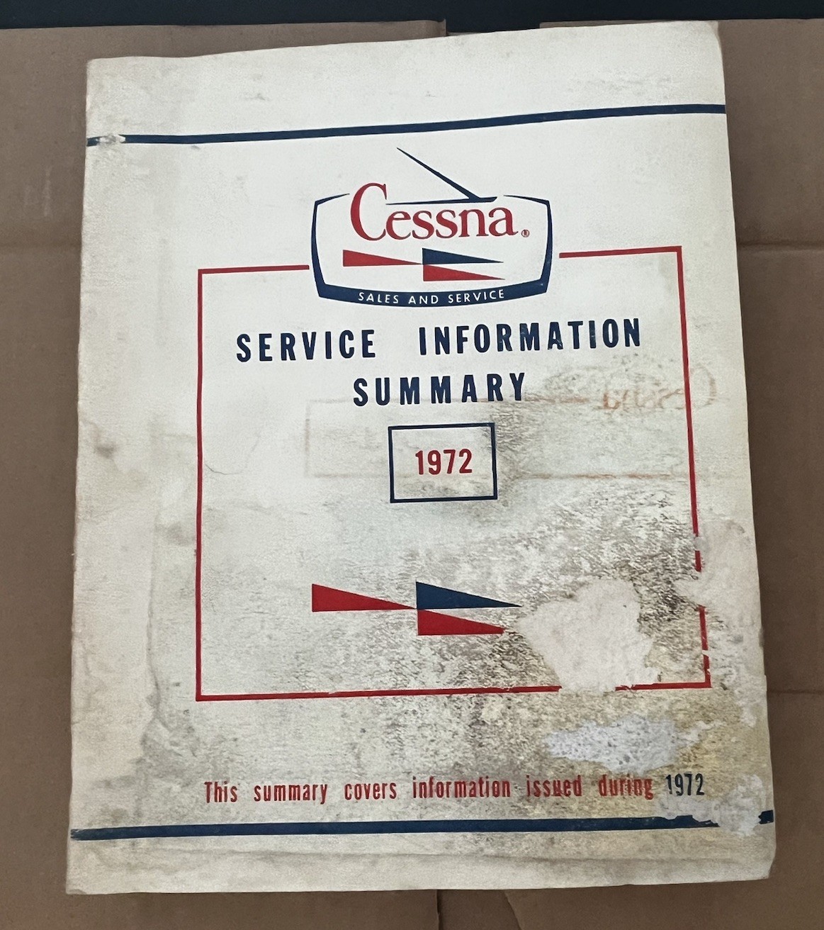 1972 Cessna Service Information Summary Manual All Models, Original   Flaws Read