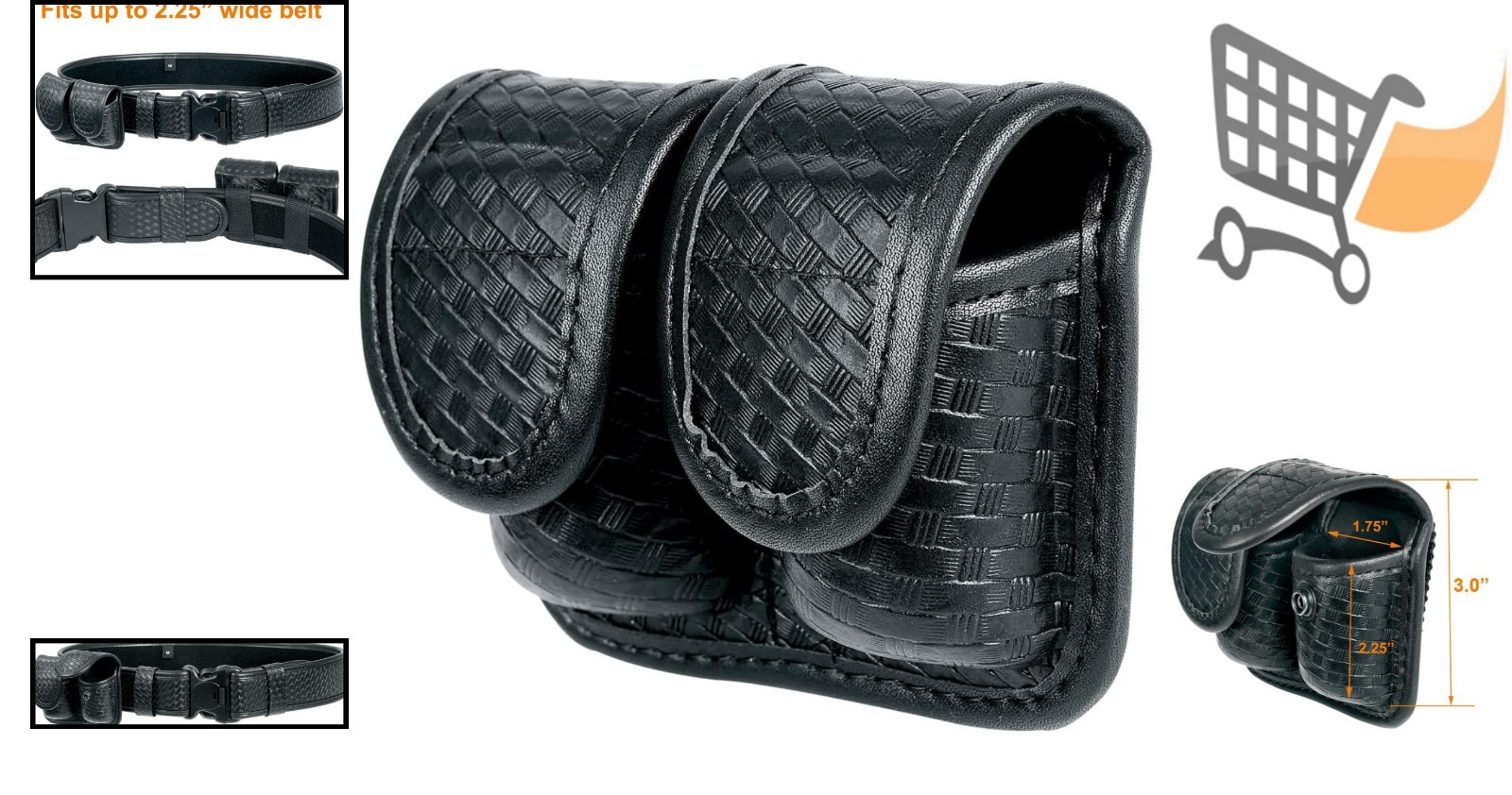 Double Speed Loader Pouch Nylon Basketweave Holds Two .38/.357 Loaders