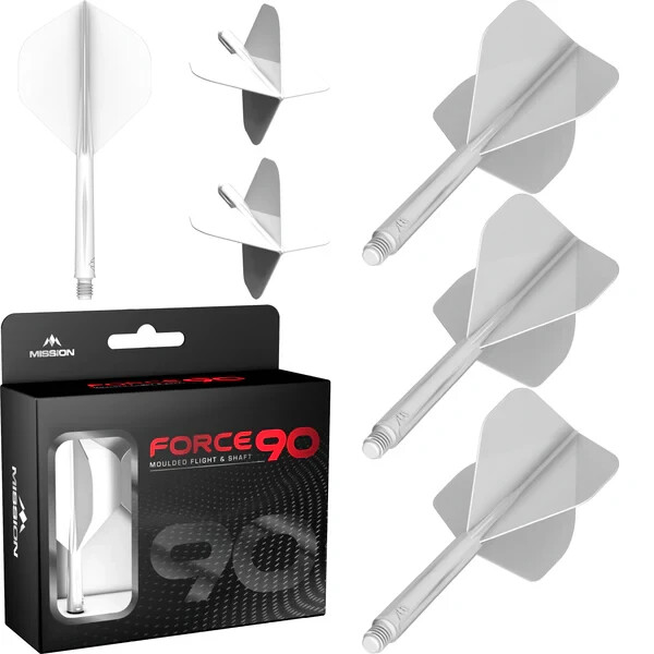 WHITE MEDIUM NO2 MISSION FORCE 90 1 PIECE MOLDED SHAFT & FLIGHT SYSTEM