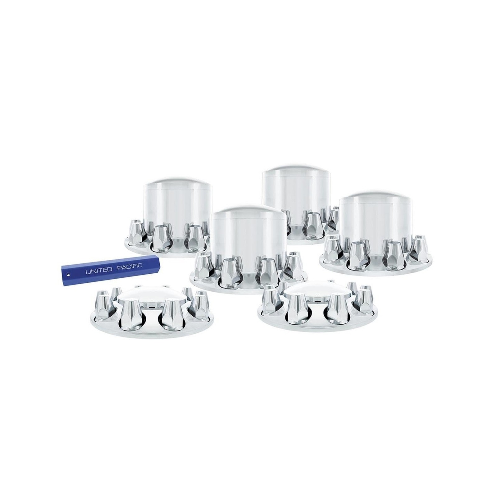 United Pacific 10305 Axle Hub Cover Kit, Complete Front/Rear Combo Kit, Chrom...