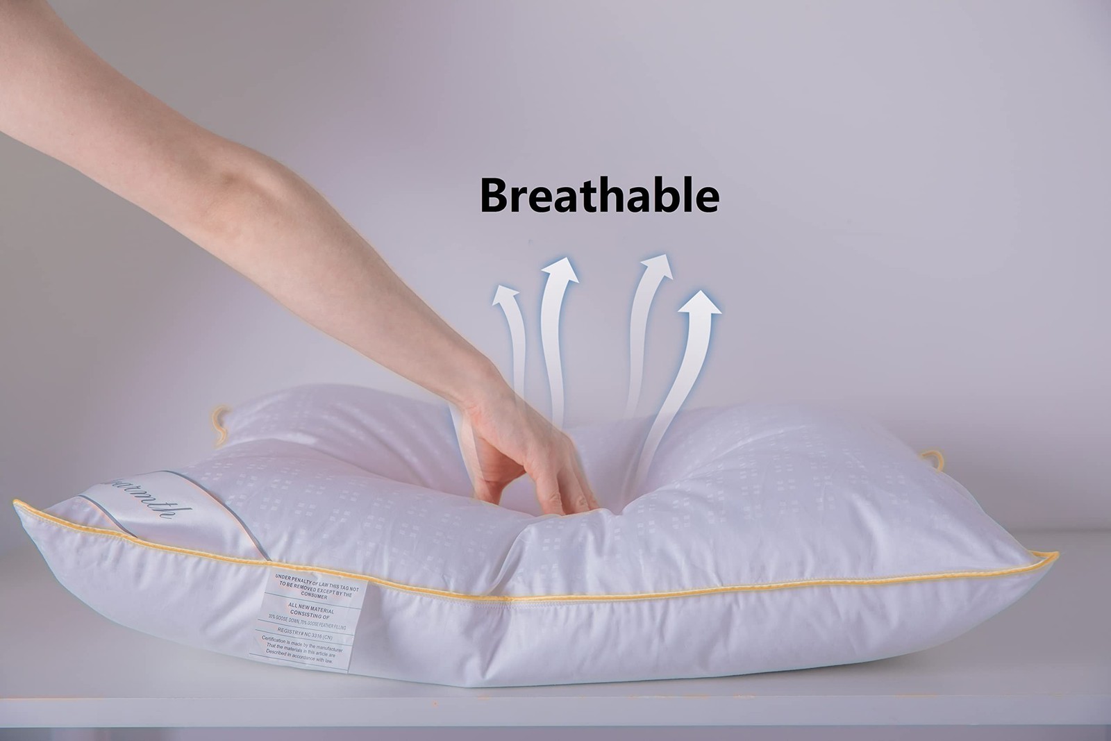 Goose Down Feather Soft Pillows Queen Size One Pack 100% Cotton Supportive Co