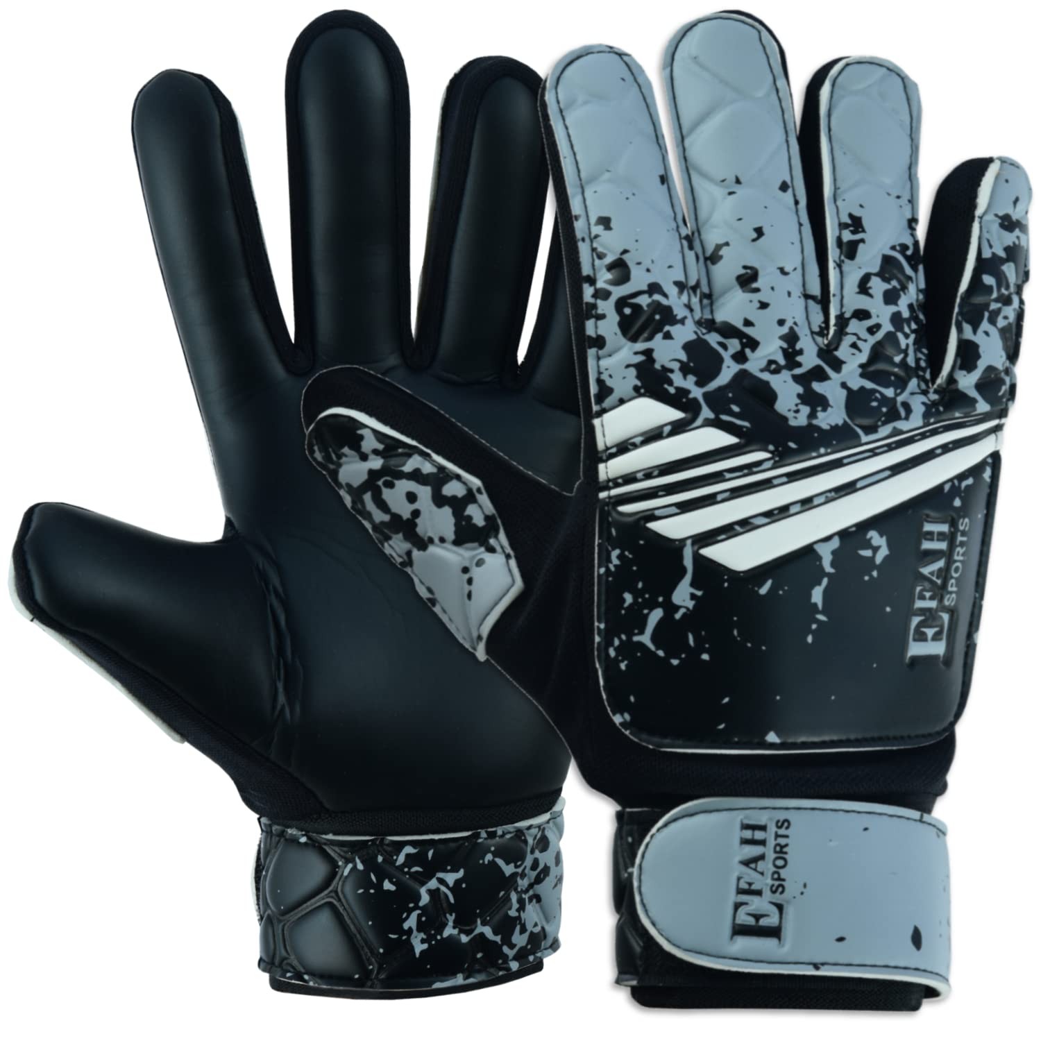 EFAH SPORTS Soccer Goalkeeper Size 8 suitable for size M-L adult, Black Grey