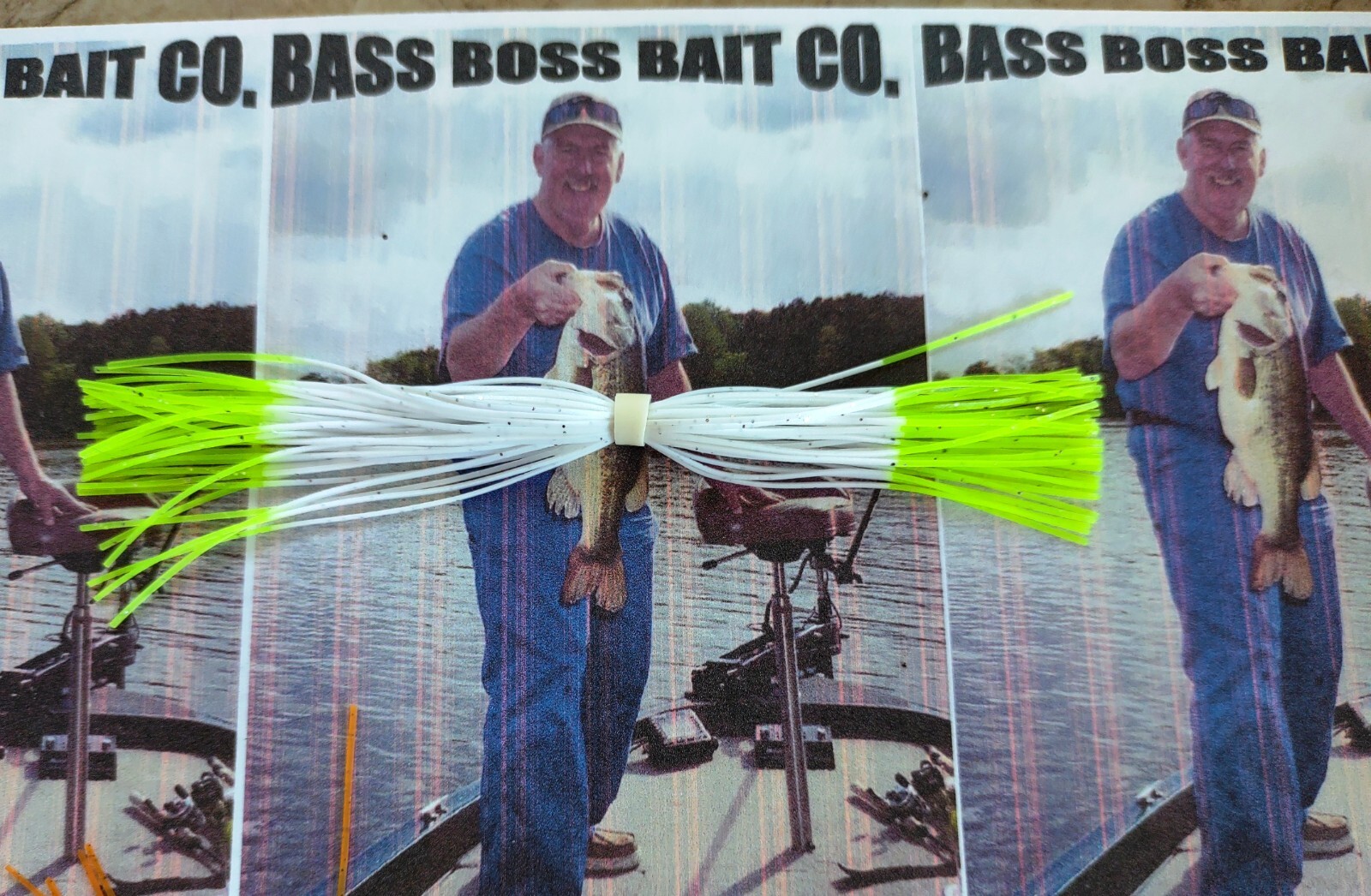 10 SKIRTS - WHITE WITH CHARTREUSE TIPS - BASS BOSS SILICONE FISHING SKIRTS