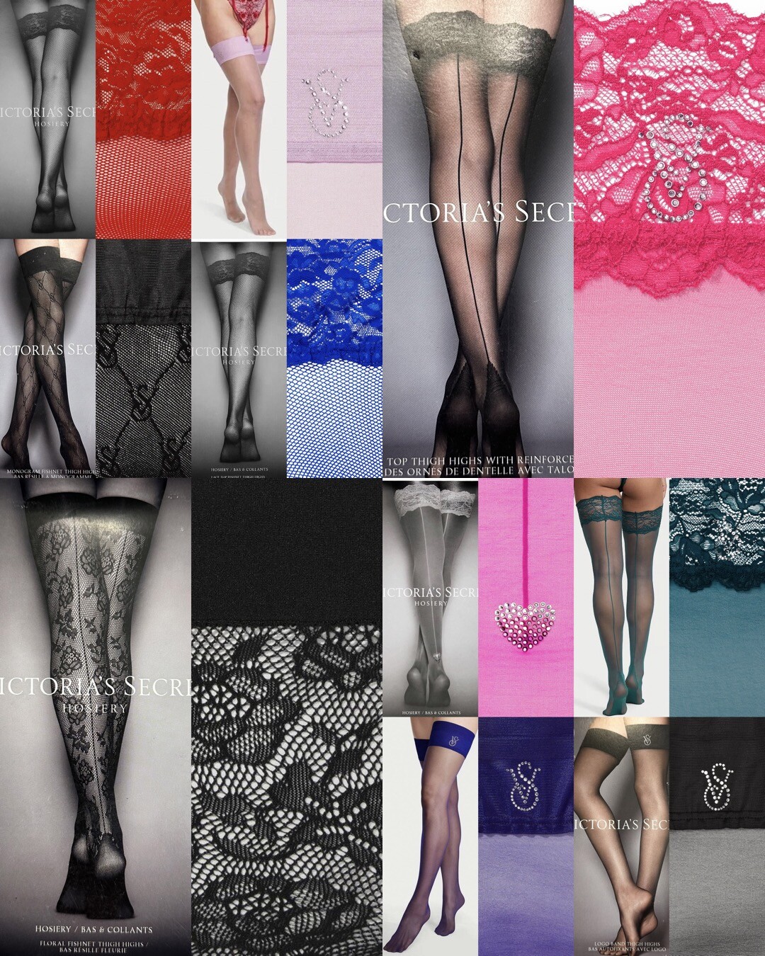 Victoria's Secret Stockings VERY SEXY Lace Top Thigh Highs Pantyhose