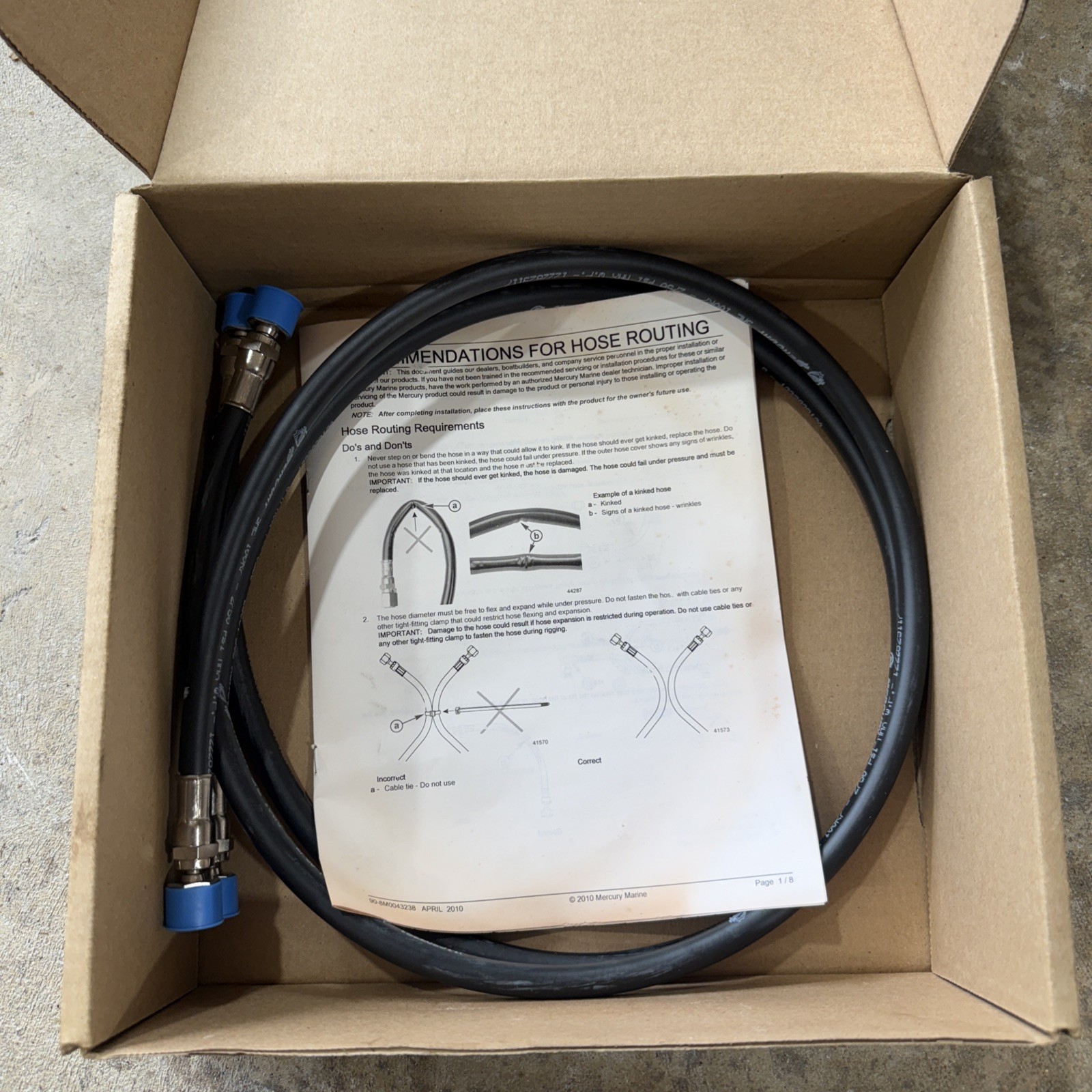 8M0167283 / 8M0046916 Mercury Marine Outboard Helm to Cylinder Steering Hose